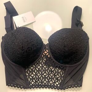 Wolford NEW Women's Etoile - Lightly Lined Long Line Bustier Top, Black, 36/80D